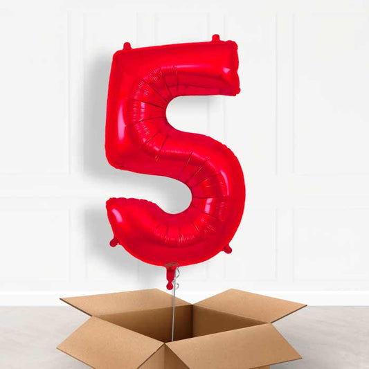 Red Number 5 Helium Balloon in a Box - Giant Number | Party Save Smile