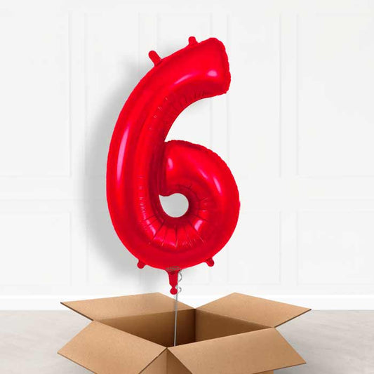 Red Number 6 Helium Balloon in a Box - Giant Number | Party Save Smile