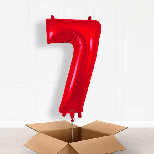 Red Number 7 Helium Balloon in a Box - Giant Number | Party Save Smile