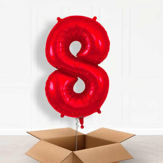 Red Number 8 Helium Balloon in a Box - Giant Number | Party Save Smile