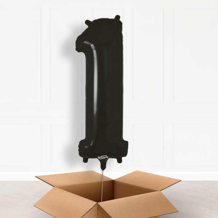 Black Helium Filled Number Balloons 0-9 - Party Save Smile