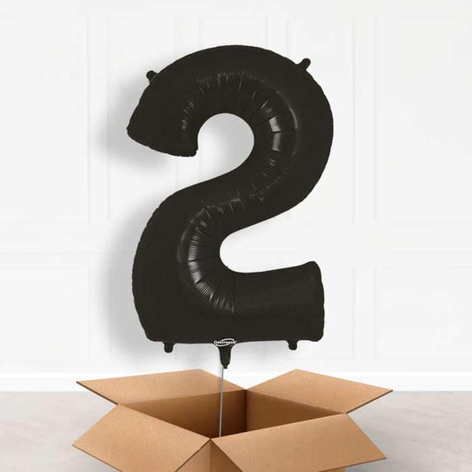 Black Number 2 Helium Balloon in a Box - Giant Number | Party Save Smile