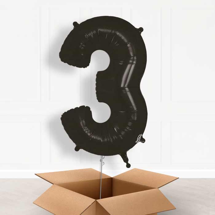Black Helium Filled Number Balloons 0-9 - Party Save Smile