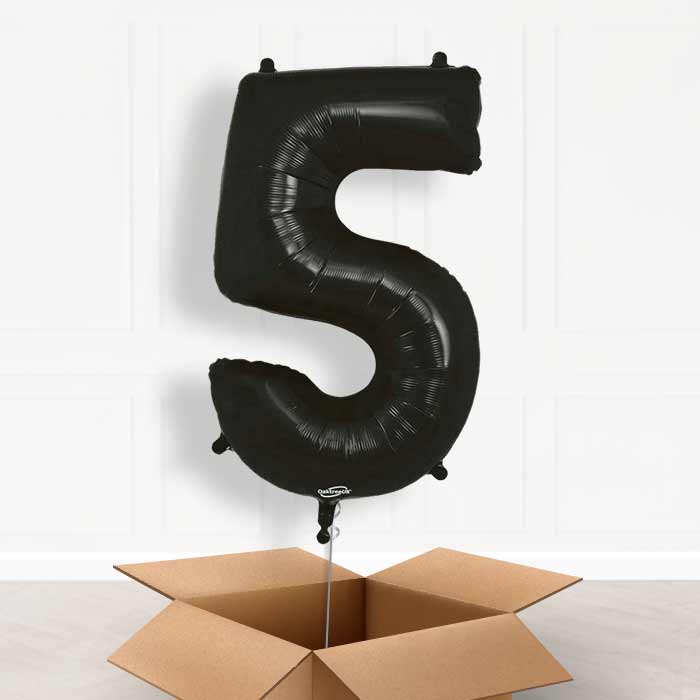 Black Helium Filled Number Balloons 0-9 - Party Save Smile