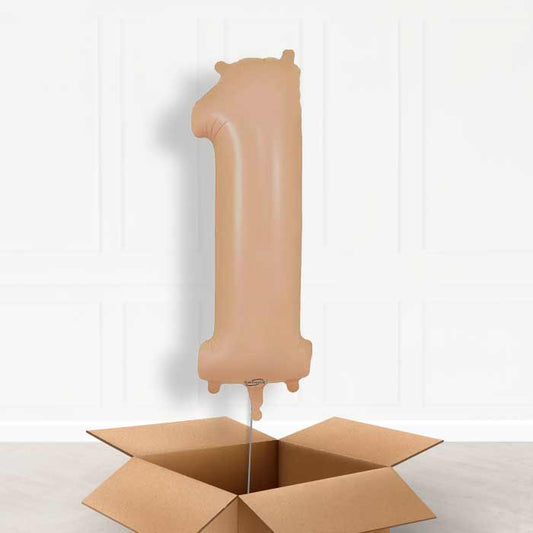 Matte Nude Number 1 Helium Balloon in a Box - Giant Number | Party Save Smile