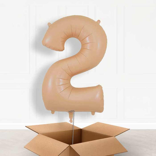 Matte Nude Number 2 Helium Balloon in a Box - Giant Number | Party Save Smile