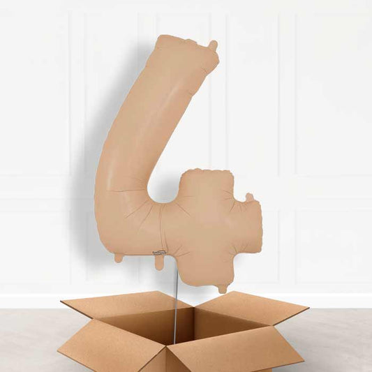 Matte Nude Number 4 Helium Balloon in a Box - Giant Number | Party Save Smile
