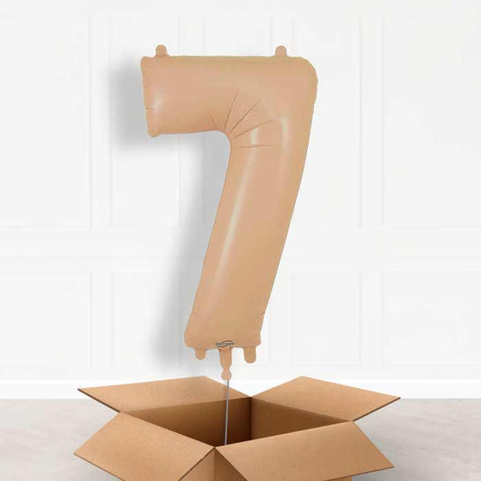 Matte Nude Number 7 Helium Balloon in a Box - Giant Number | Party Save Smile
