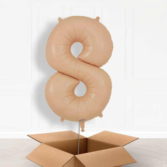 Matte Nude Number 8 Helium Balloon in a Box - Giant Number | Party Save Smile