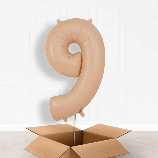 Matte Nude Number 9 Helium Balloon in a Box - Giant Number | Party Save Smile