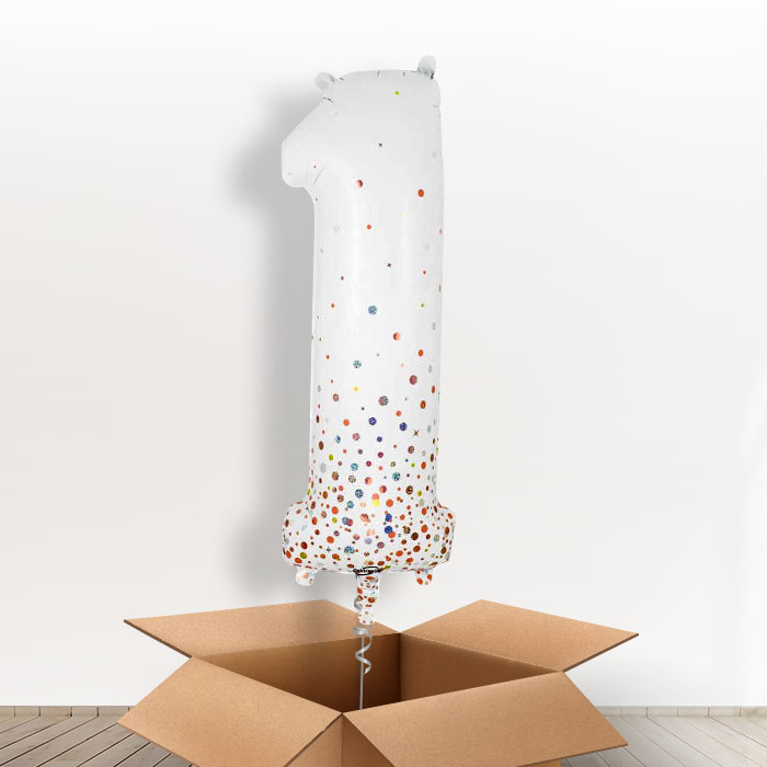 Rose Gold and White Helium Filled Number Balloons 0-9 - Party Save Smile