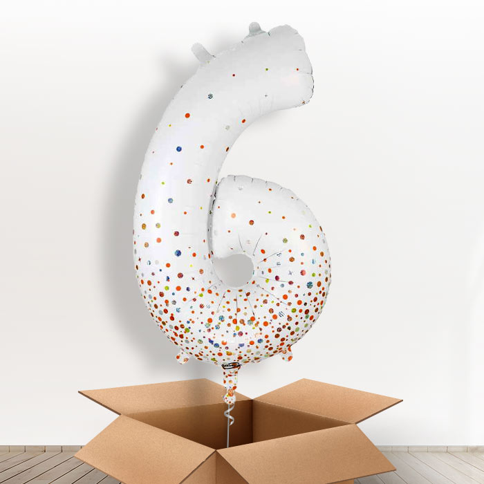 Rose Gold and White Helium Filled Number Balloons 0-9 - Party Save Smile