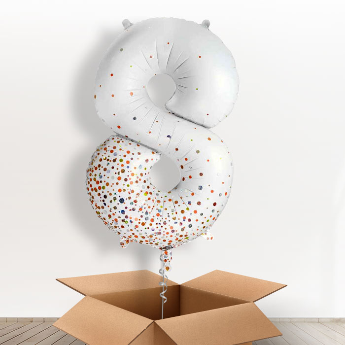 Rose Gold and White Helium Filled Number Balloons 0-9 - Party Save Smile