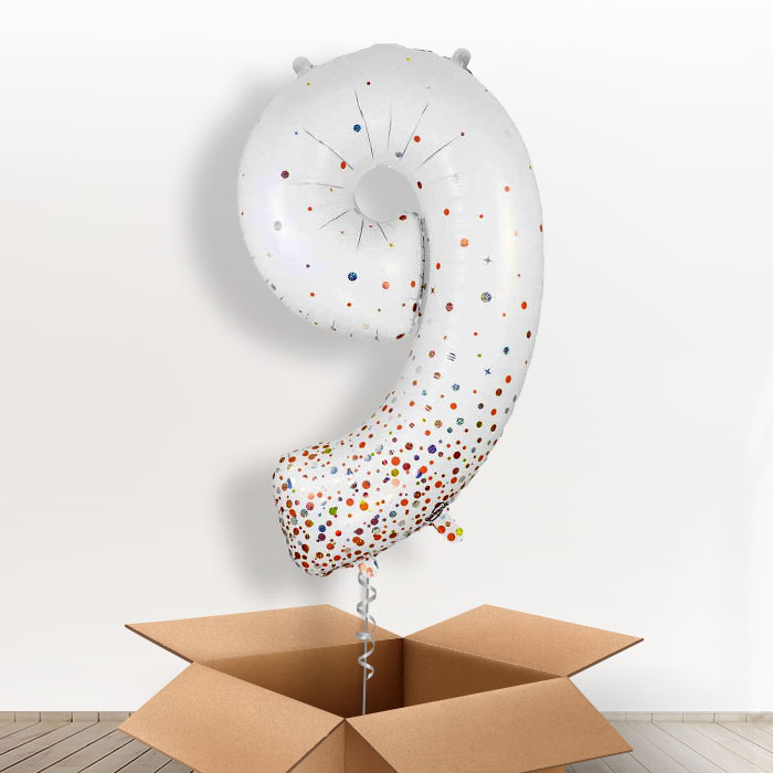 Rose Gold and White Helium Filled Number Balloons 0-9 - Party Save Smile
