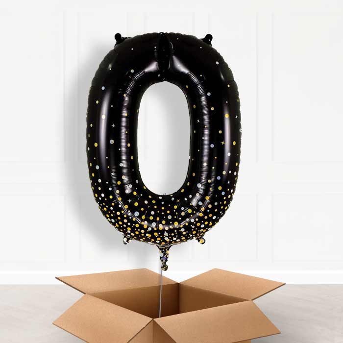 Black and Gold Helium Filled Number Balloons 0-9 - Party Save Smile