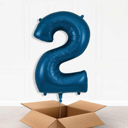 Navy Blue Number 2 Helium Balloon in a Box - Giant Number | Party Save Smile