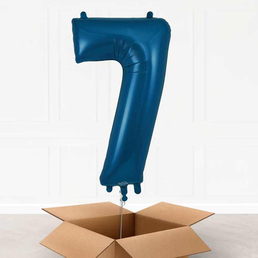 Navy Blue Number 7 Helium Balloon in a Box - Giant Number | Party Save Smile