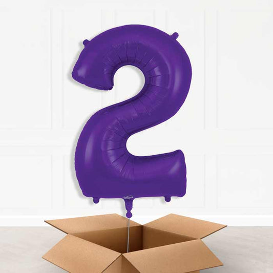 Purple Number 2 Helium Balloon in a Box - Giant Number | Party Save Smile