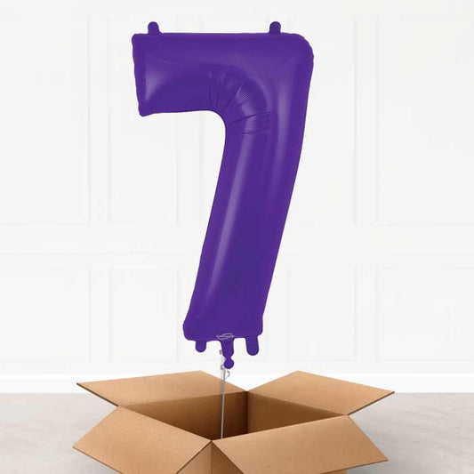 Purple Number 7 Helium Balloon in a Box - Giant Number | Party Save Smile
