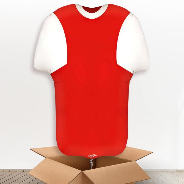Red and White Football Shirt Helium Balloon in a Box - Giant Balloon | Party Save Smile