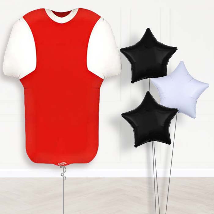 Red and White Football Shirt Balloon Bouquet - Plain Bouquet | Party Save Smile