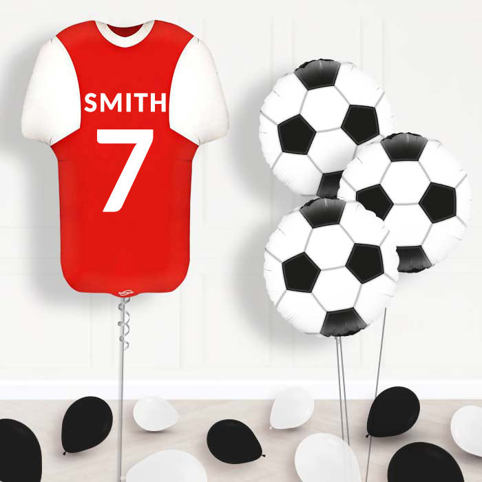 Red and White Football Shirt Balloon Bouquet - Themed Bouquet and Latex | Party Save Smile