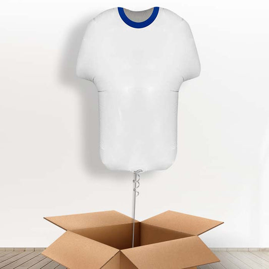 Blue and White Football Shirt Helium Balloon in a Box - Giant Balloon | Party Save Smile