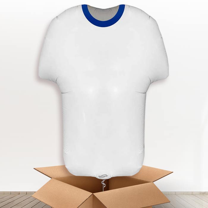 Blue and White Football Shirt Helium Balloon in a Box - Giant Balloon | Party Save Smile