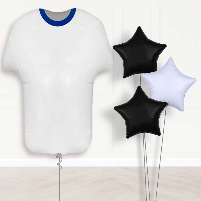 Blue and White Football Shirt Balloon Bouquet - Plain Bouquet | Party Save Smile