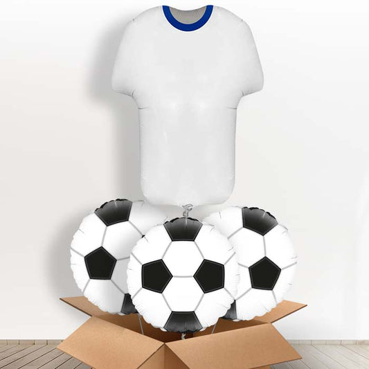 Blue and White Football Shirt Helium Balloon in a Box