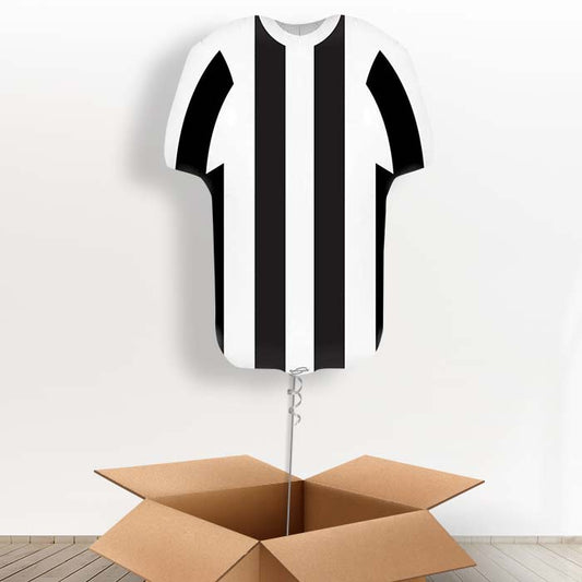 Black and White Football Shirt Helium Balloon in a Box - Giant Balloon | Party Save Smile