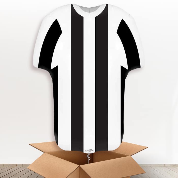 Black and White Football Shirt Helium Balloon in a Box - Giant Balloon | Party Save Smile
