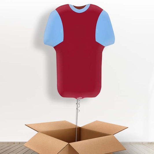 Claret and Blue Football Shirt Helium Balloon in a Box - Giant Balloon | Party Save Smile