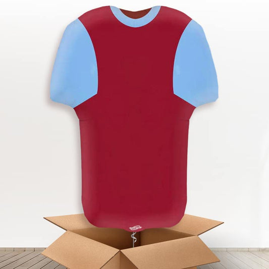 Claret and Blue Football Shirt Helium Balloon in a Box - Giant Balloon | Party Save Smile