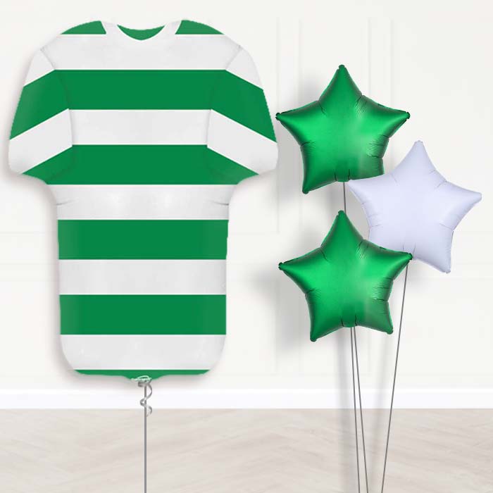 Green and White Hoop Football Shirt Balloon Bouquet - Plain Bouquet | Party Save Smile
