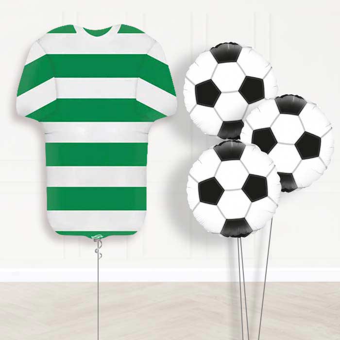 Green and White Hoop Football Shirt Balloon Bouquet - Themed Bouquet | Party Save Smile