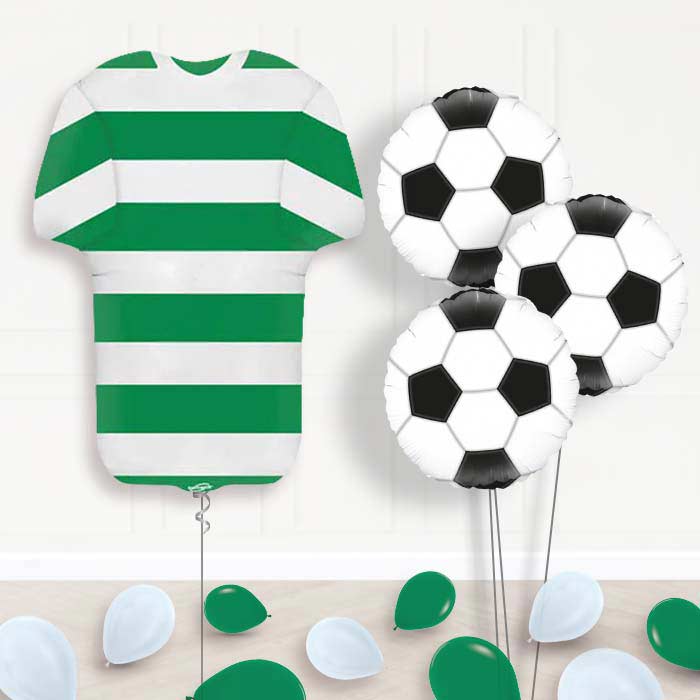 Green and White Hoop Football Shirt Balloon Bouquet - Themed Bouquet and Latex | Party Save Smile
