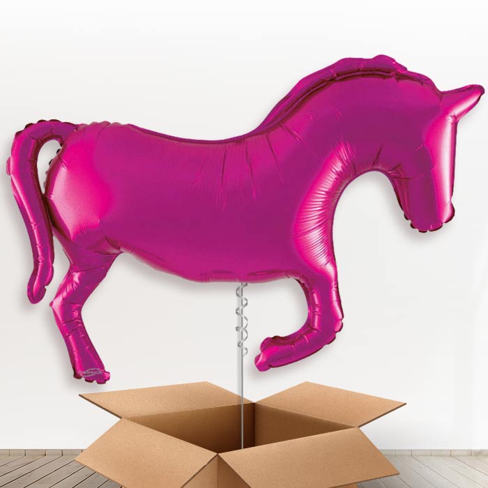 Pink Horse Shaped Helium Balloon in a Box - 1 x Giant Balloon | Party Save Smile