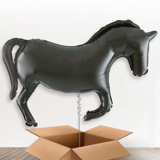 Black Horse Silhouette Helium Balloon in a Box - 1 x Giant Balloon | Party Save Smile