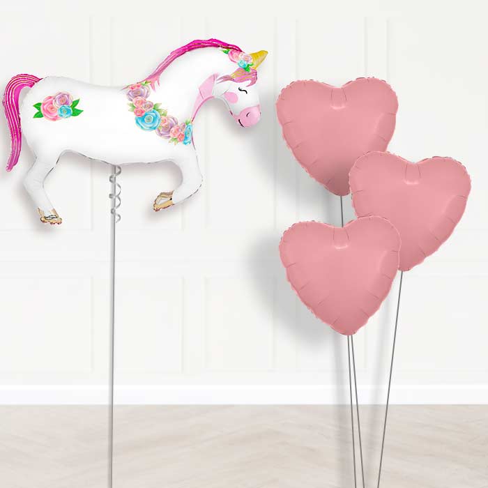 Unicorn Horse Flower Balloon Bouquet Delivery - 1 x Giant Balloon with Plain Bouquet | Party Save Smile