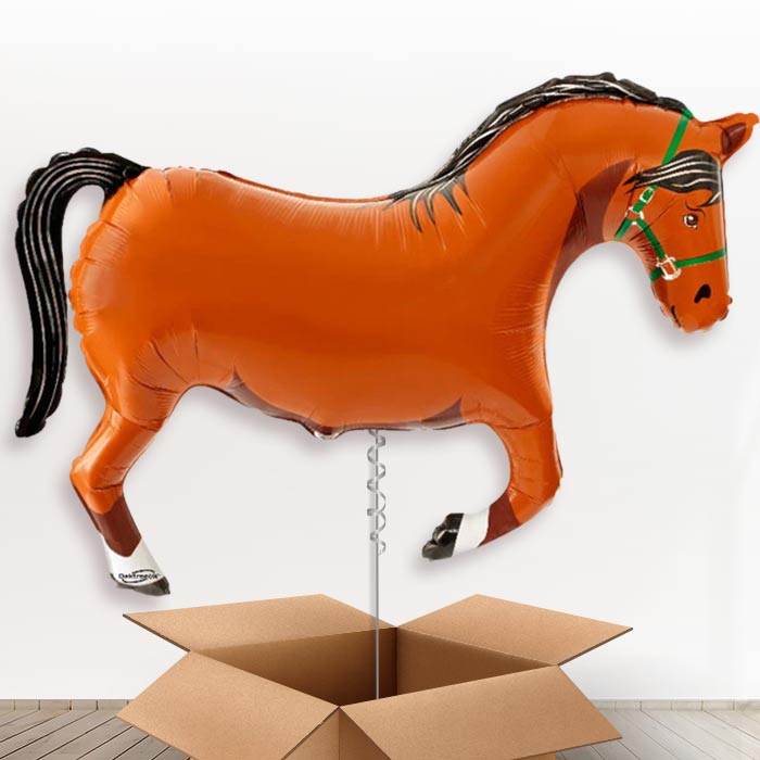 Brown Horse Shaped Helium Balloon in a Box - 1 x Giant Balloon | Party Save Smile