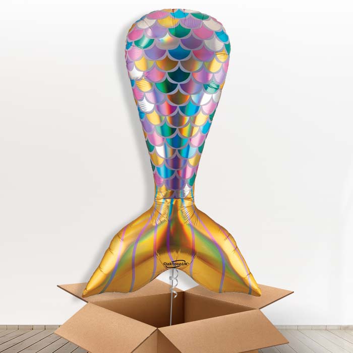 Iridescent Mermaid Tail Helium Balloon in a Box - 1 x Giant Balloon | Party Save Smile