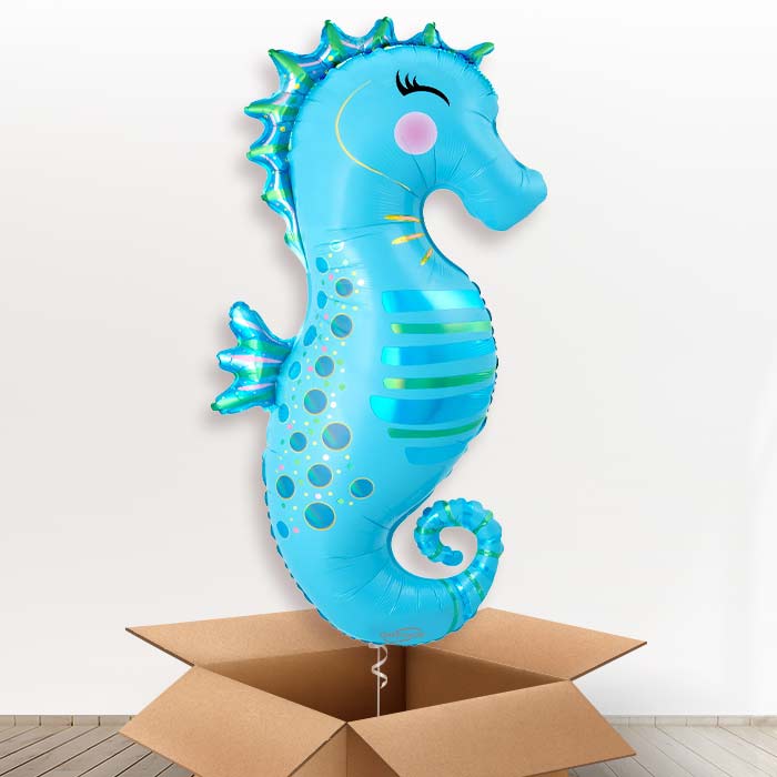 Iridescent Seahorse Helium Balloon in a Box - 1 x Giant Balloon | Party Save Smile