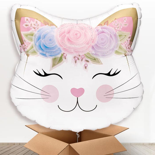 Floral Kitten Helium Balloon in a Box - 1 x Giant Balloon | Party Save Smile