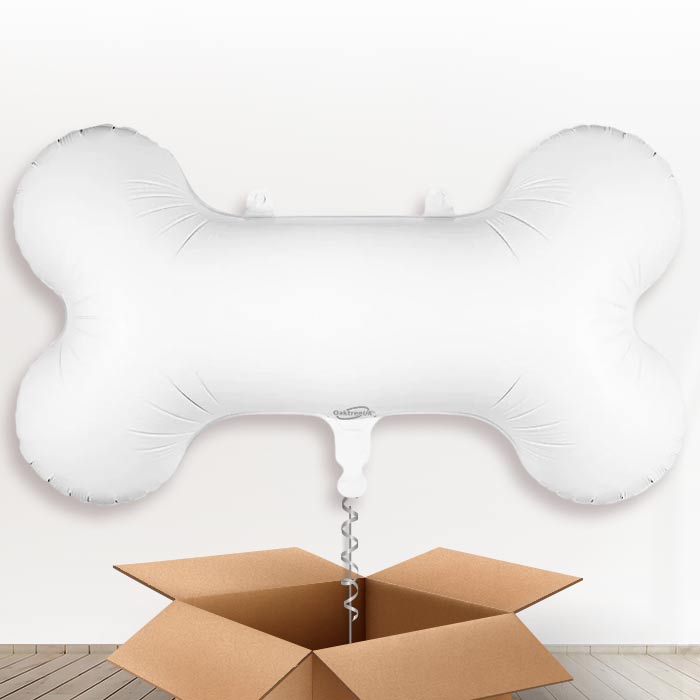 White Dog Bone Helium Balloon in a Box - 1 x Giant Balloon | Party Save Smile