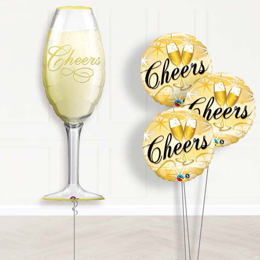 Champagne Glass Inflated Helium Balloons Delivered - Themed Bouquet | Party Save Smile