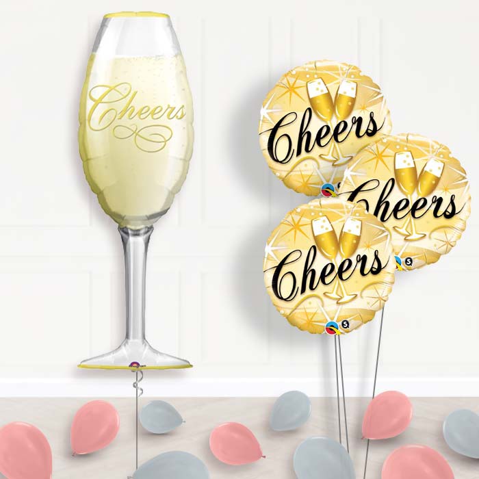 Champagne Glass Inflated Helium Balloons Delivered - Themed Bouquet and Latex | Party Save Smile