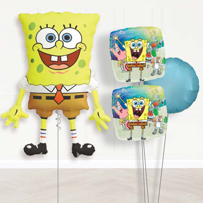 Spongebob Balloon Bouquet in a Box-Giant Balloon + 2 Themed Balloons + 1 Plain Balloon 