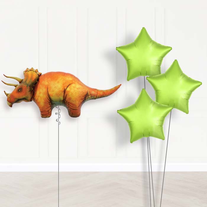Triceratops Dinosaur Balloon Bouquet in a Box - Plain Bouquet | Party Save Smile