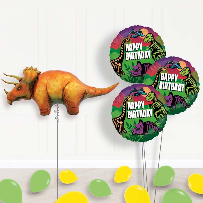 Triceratops Dinosaur Balloon Bouquet in a Box - Themed Bouquet and Latex | Party Save Smile